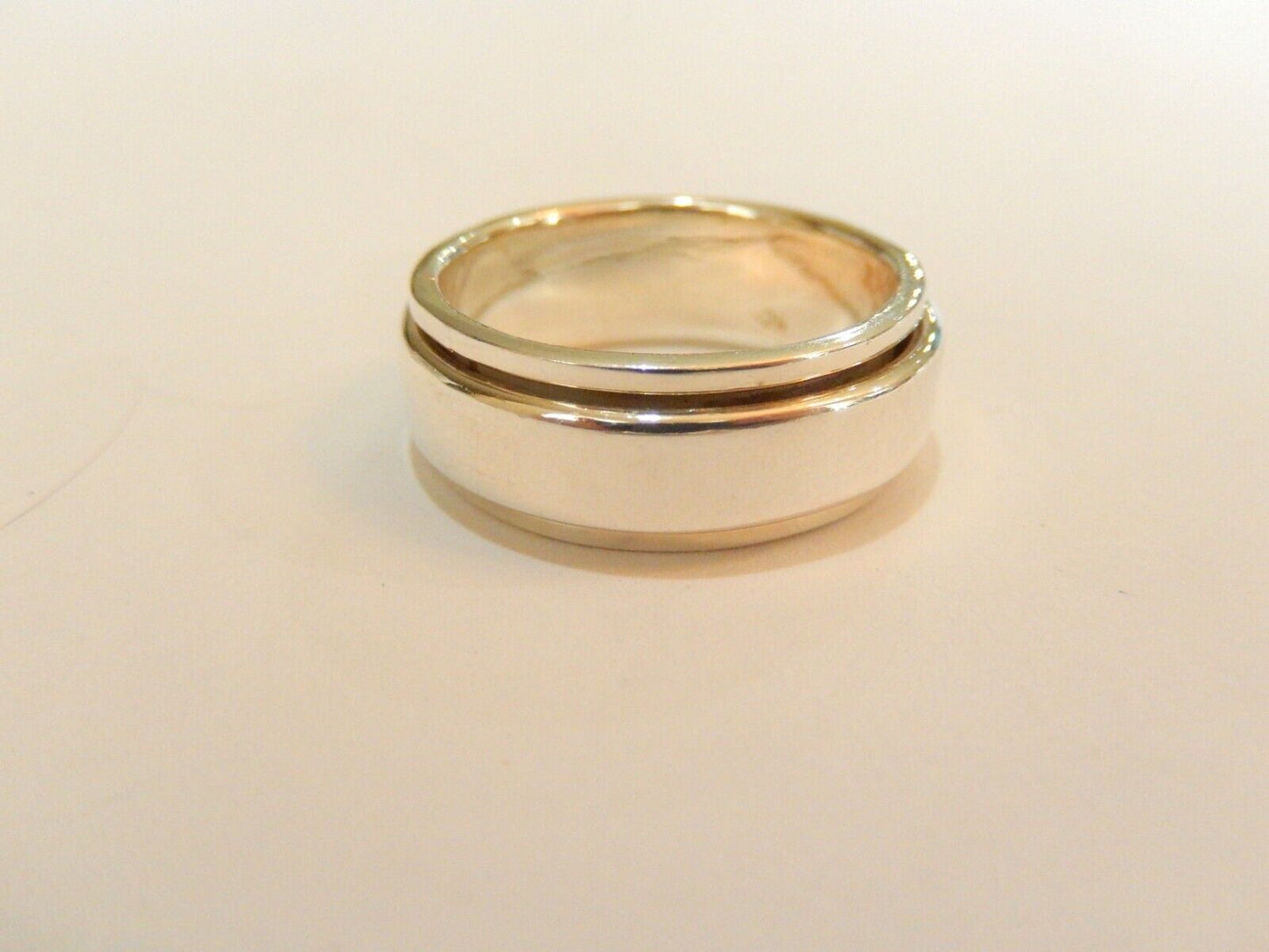 *VINTAGE*  8.25mm Wide  Sterling Silver Spinner Polished Band Ring Size 10.5