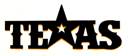 ~NEW~ LARGE - 14ga. -" TEXAS" Black  Star Metal Wall Art Sign - 19.5" x 7.5"