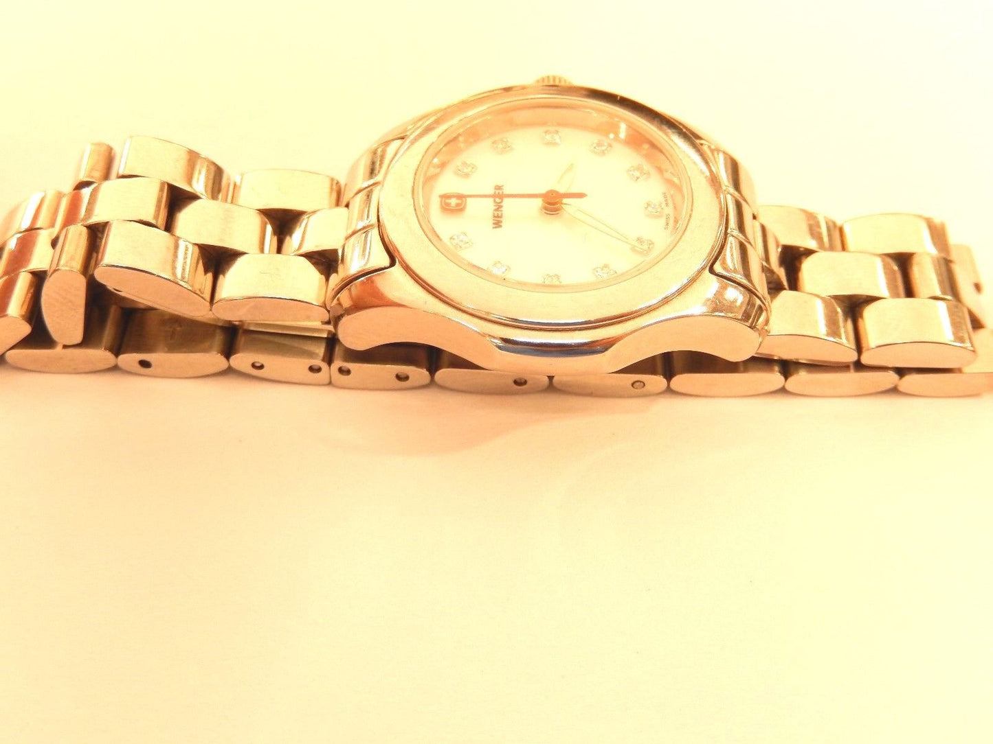 *MINT*  WENGER WOMEN'S SWISS  WHITE FACE STAINLESS STEEL DIAMOND NUMBERS  WATCH