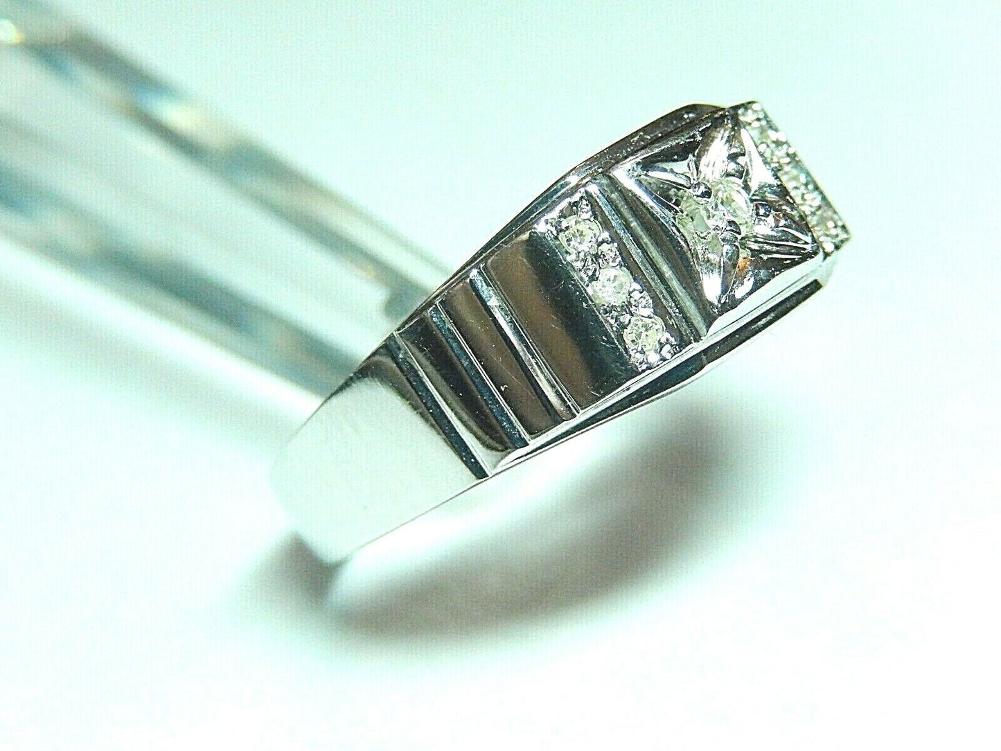 *NEW* Mens Solid 14K White Gold 1/5 Ct Round VS Natural Diamond Ring Size 13.25