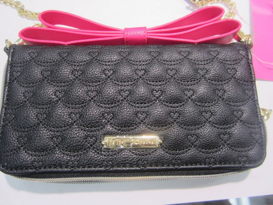 BETSEY JOHNSON Wallet Pink TOP BOW  Zipper Zip Around  Purse clutch On a String