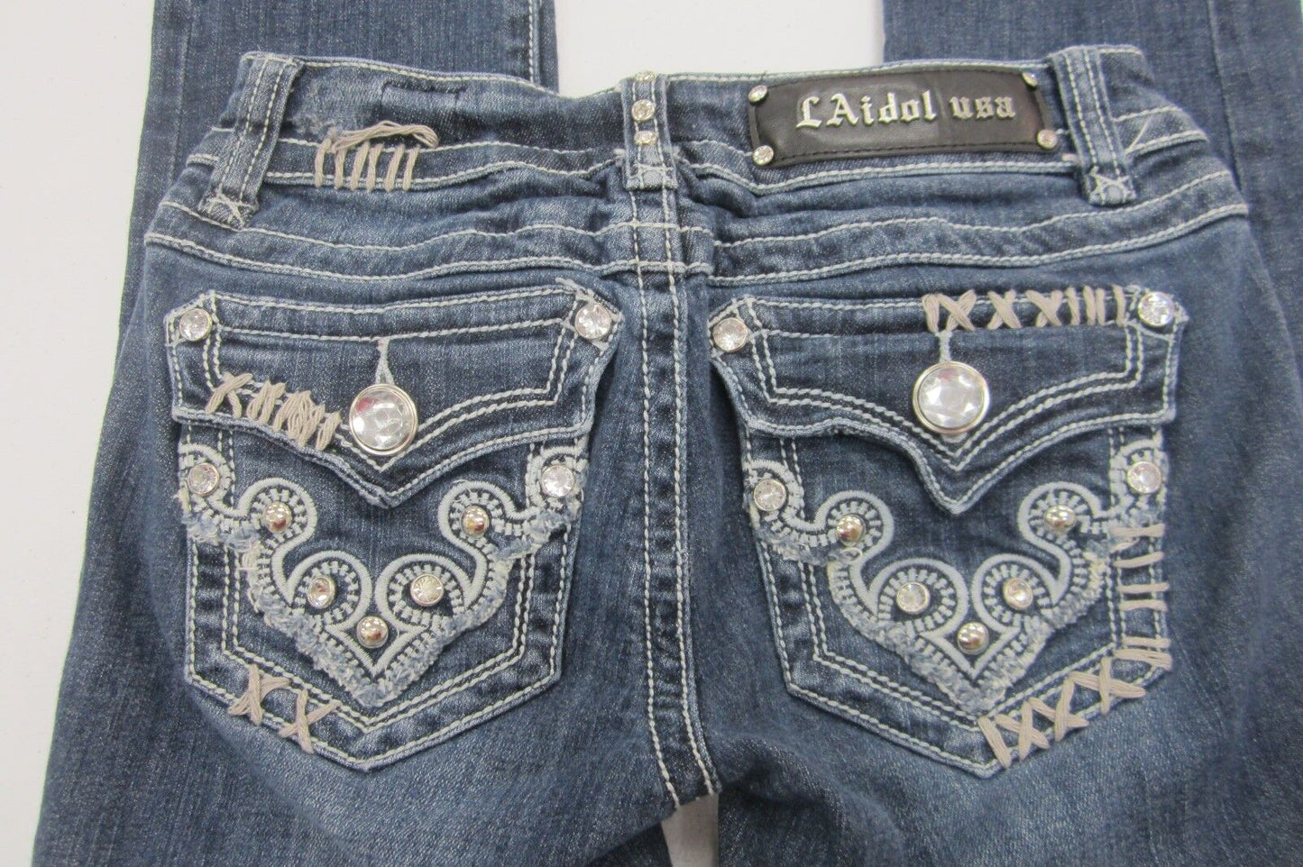 *NICE* Capri Jeans LA Idol Usa Women's  Rhinestone Designed in USA Sz 26 x 18"