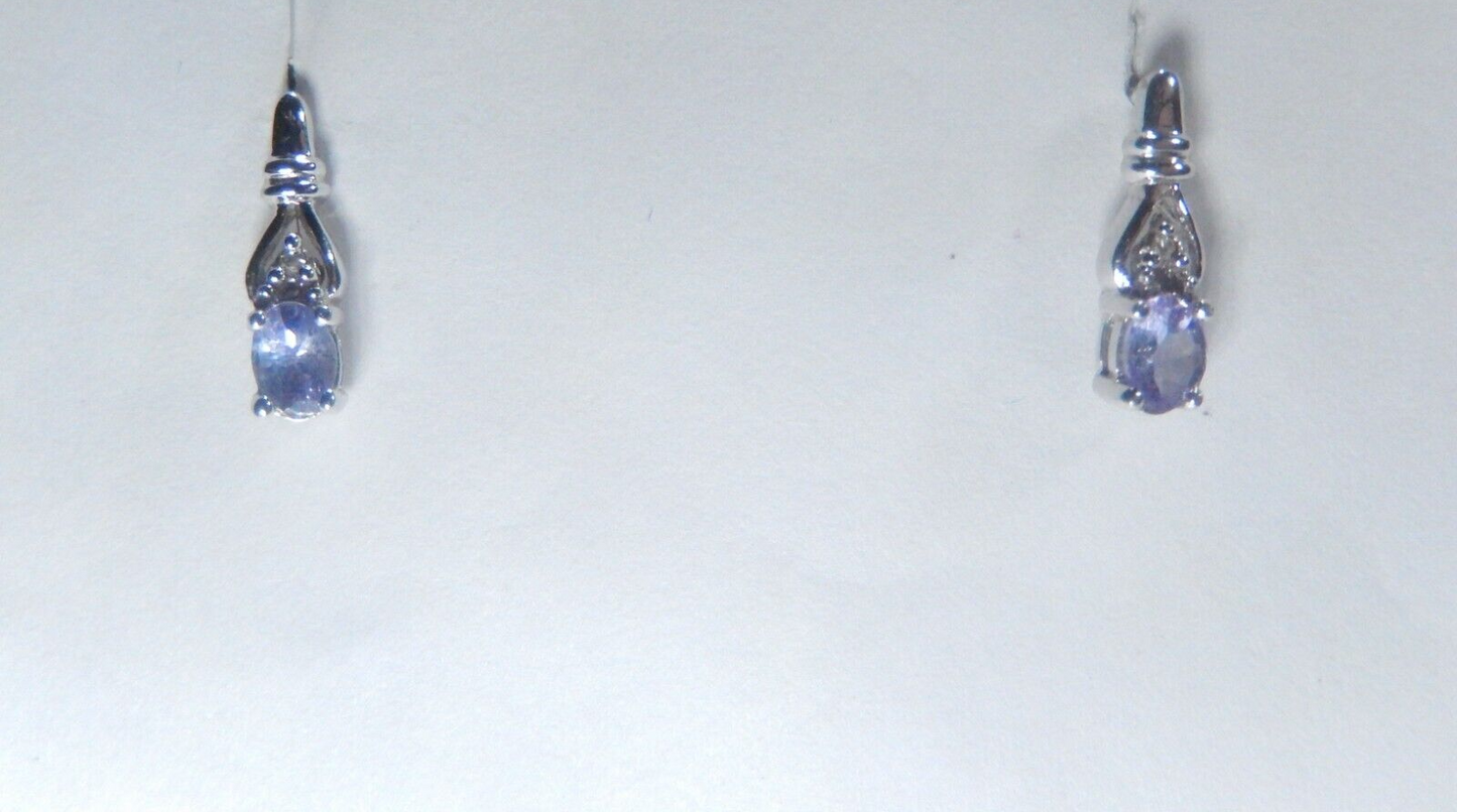 10K White Gold Diamond and Tanzanite Stud Earrings