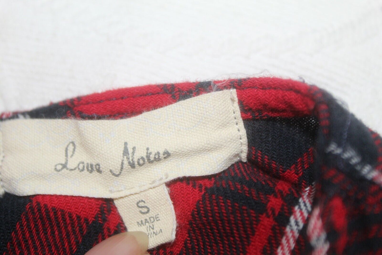 Love Notes Plaid Flannel Cotton Bell Sleeve Embroidered Floral Shirt Size Small