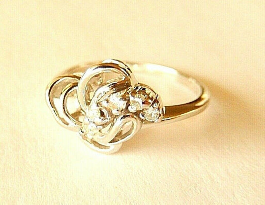 *NEW*  14K WHITE GOLD LADIES FREE FORM DIAMOND RING SIZE 6.5