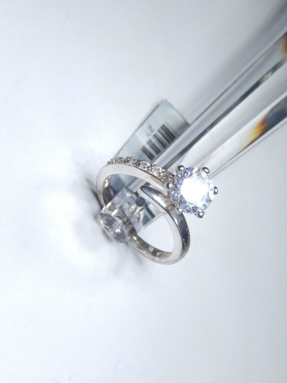 *VINTAGE*  Sterling Silver 1.33CT CZ Band Bypass Crossover Ring Size 6