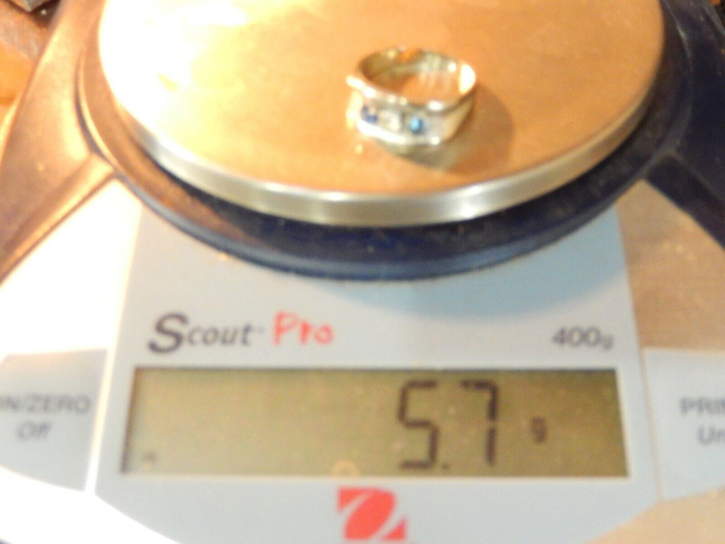 *VINTAGE*  Men’s 14k White Gold Three-Stone Gemstone Ring Size 11