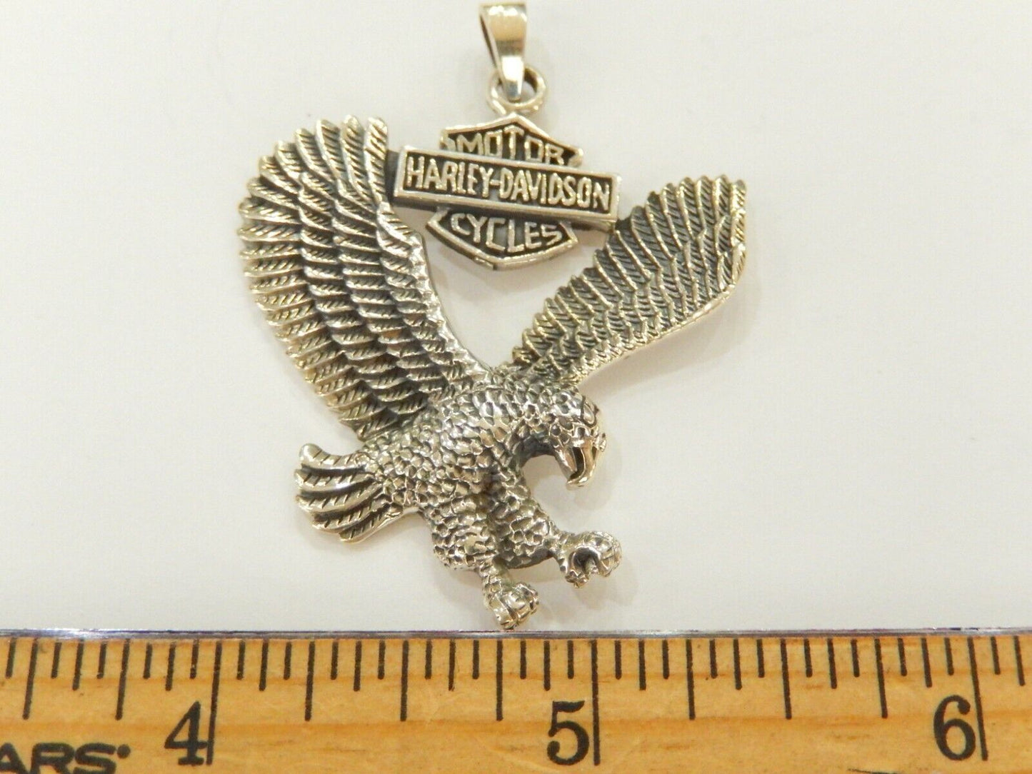 LARGE - STERLING HD MOTORCYCLE BIKER RIDE Eagle Pendant  2" x 16gms.