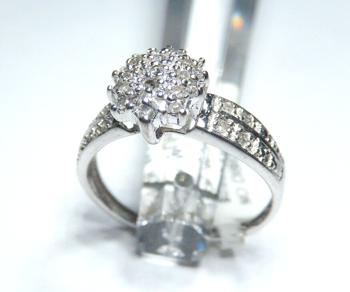 *VINTAGE*   10k White Gold  Natural  .25ct Diamond Bridal Wedding  Ring Sz 7.5
