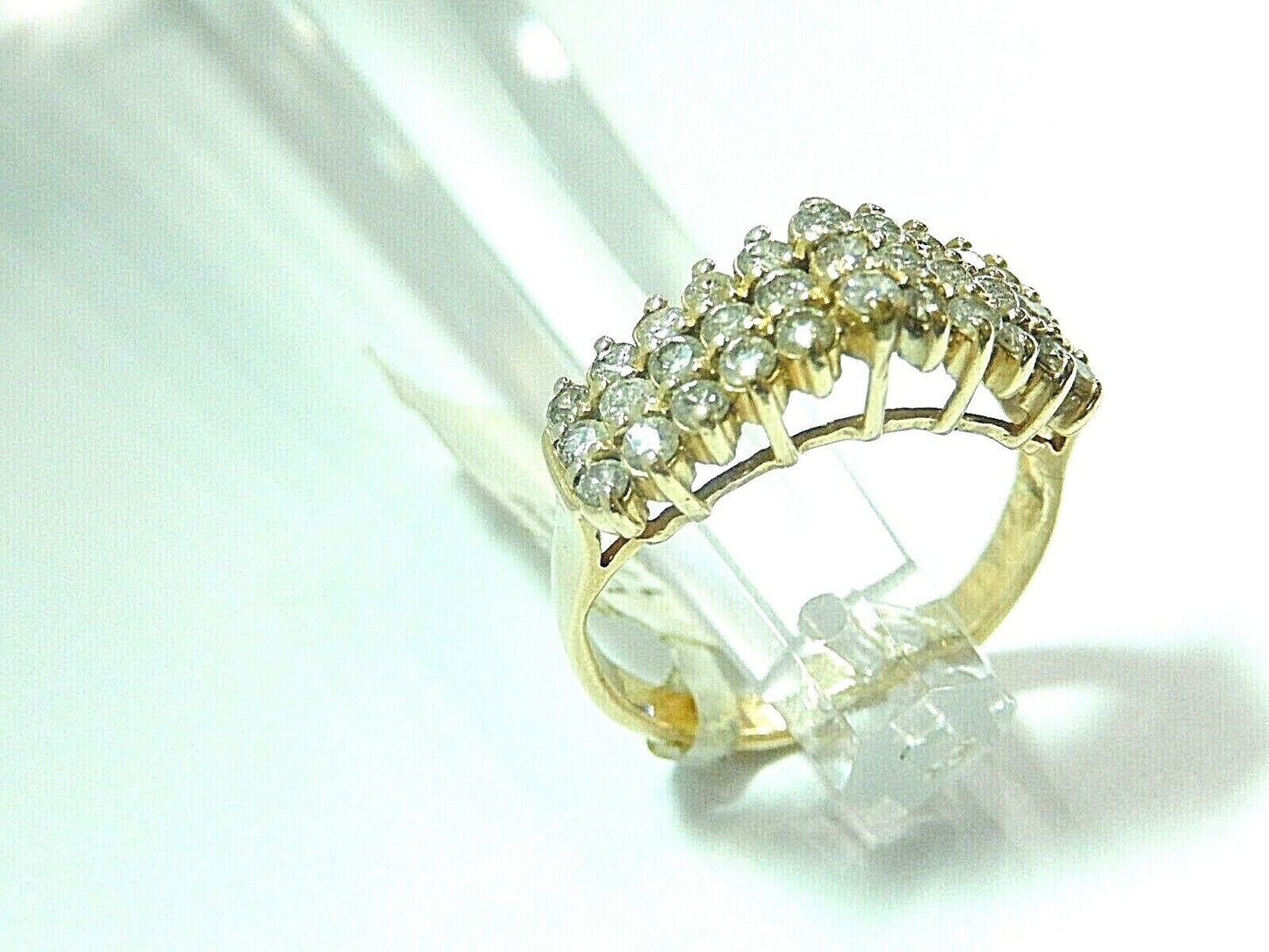 *VINTAGE*  LADIES 14K YELLOW GOLD PYRAMID DESIGN 1 CT T.W. DIAMOND RING SZ 8