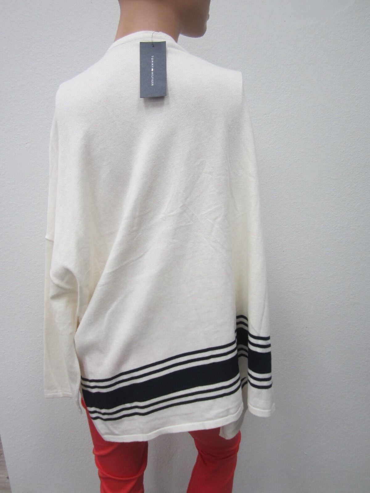 NWT Authentic TOMMY HILFIGER Womens Sweater  Cotton V-Neck 3/4 Sleeve Size XL