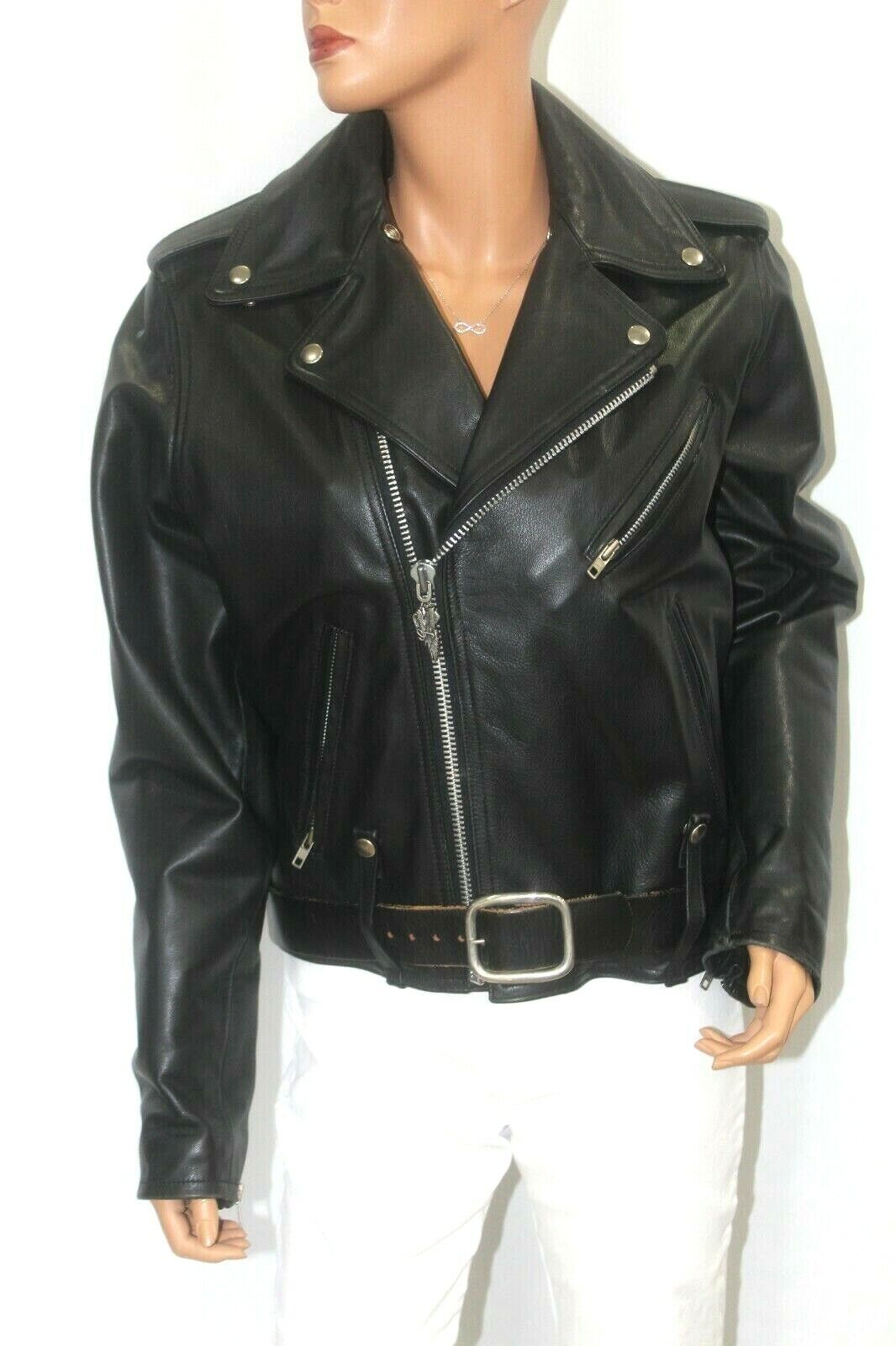 *VINTAGE* RARE HARLEY DAVIDSON Heavy Leather Back Spleen Men's Biker Jacket Sz38