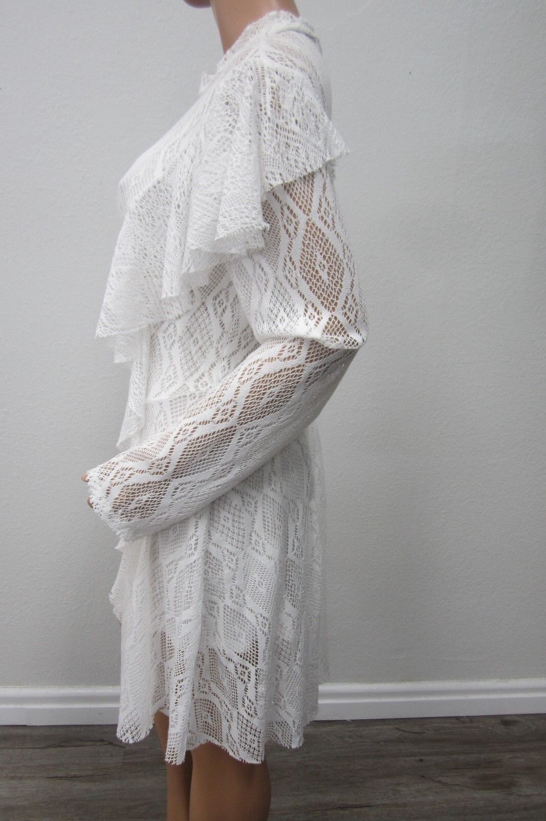 *NWT*$128   FREE PEOPLE LACE DRESS IVORY LACEY Cute Peasant Shabby Chic  Size LG
