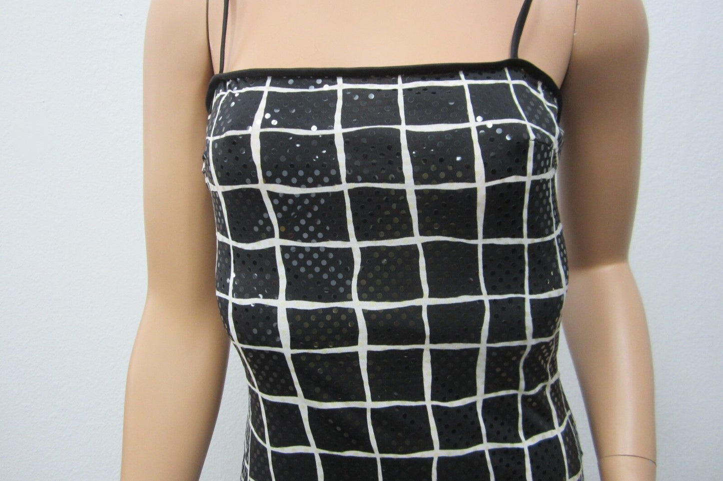 NICE JESSICA MCCLINTOCK Shimmering Black Embellished Maxi SpagStrap Dress Size 4