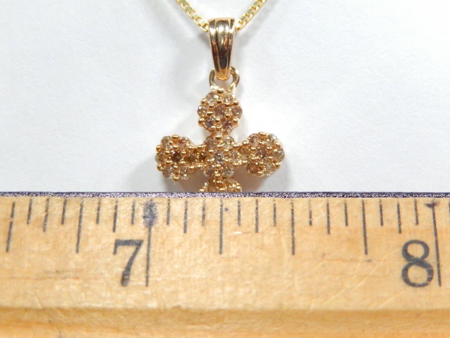 10k Yellow Gold .33 CT 42 Natural Diamond Cross Pendant w/18"chain