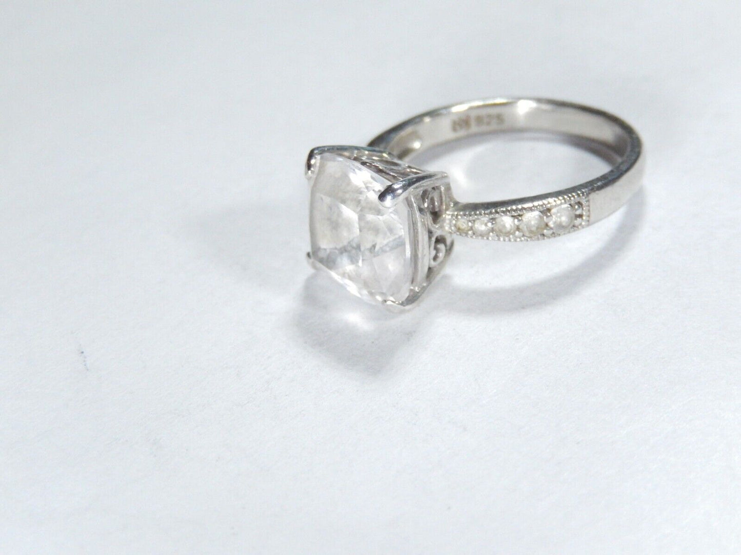 *VINTAGE*  5.00 CT  Cushion Cut CZ Engagement Ring With Accent CZ Size 6.75