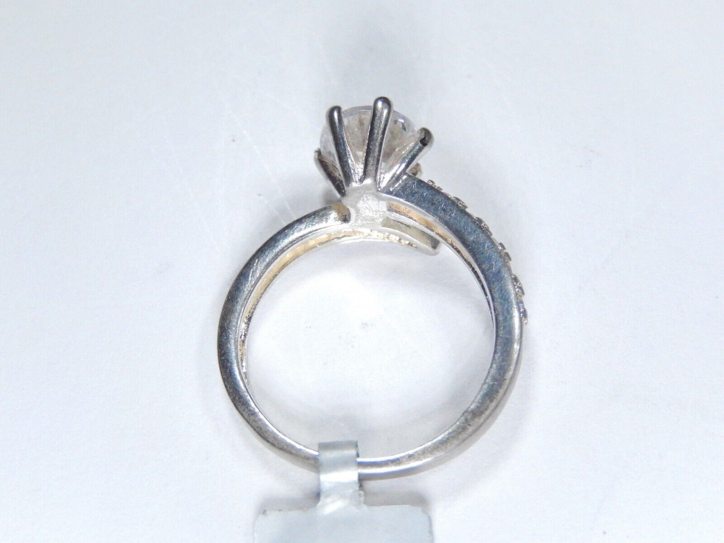 *VINTAGE*  Sterling Silver 1.33CT CZ Band Bypass Crossover Ring Size 6