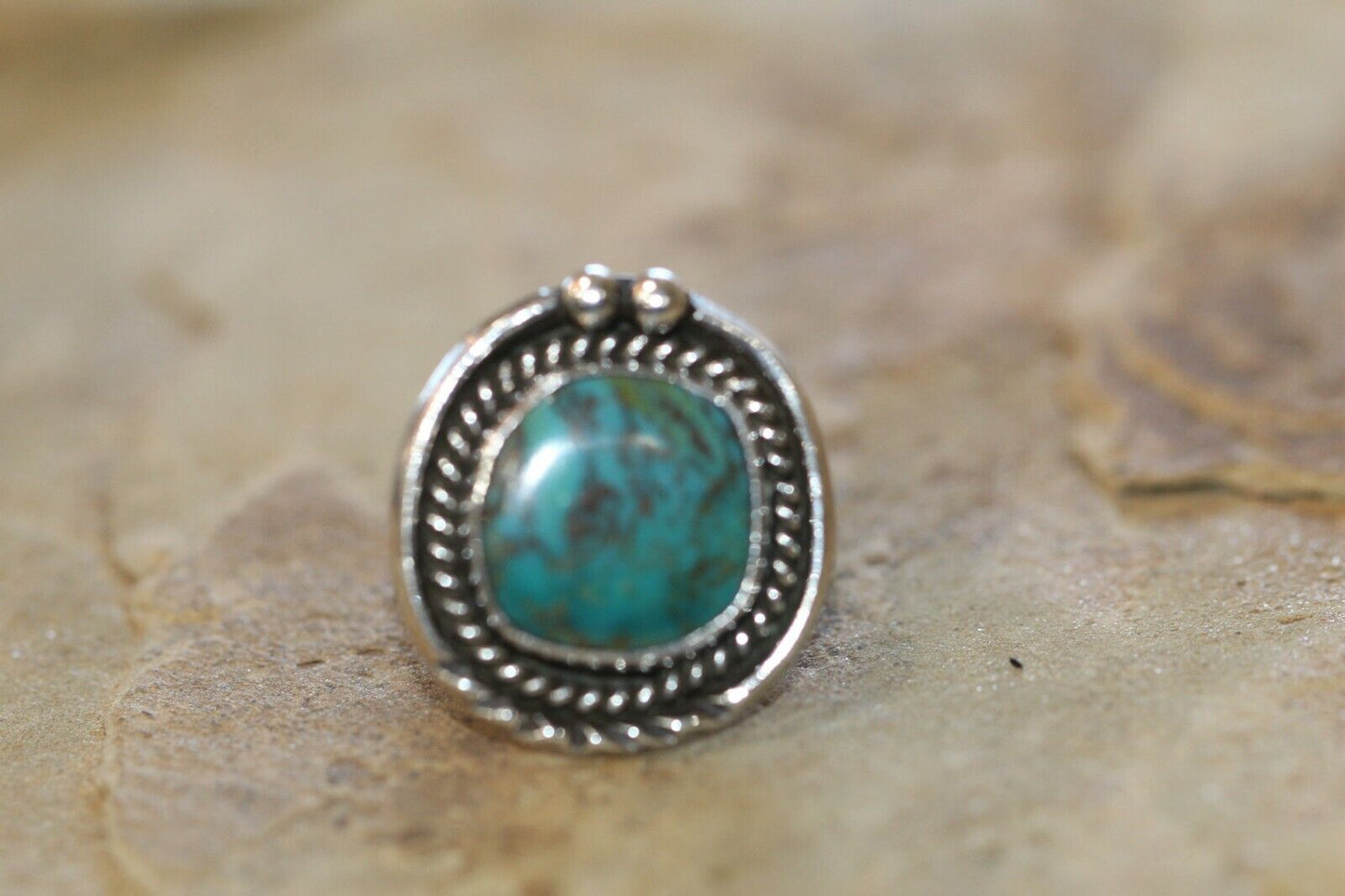 *VINTAGE*  Native American 925 Sterling Silver Turquoise Ring Size 7