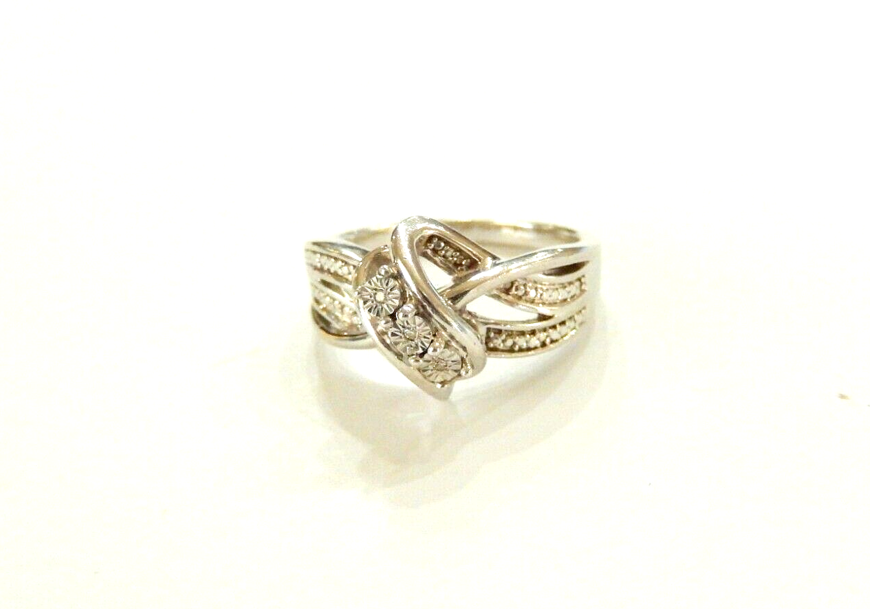 925 Sterling Silver Luxury Diamond Engagement Wedding Ring SZ 7