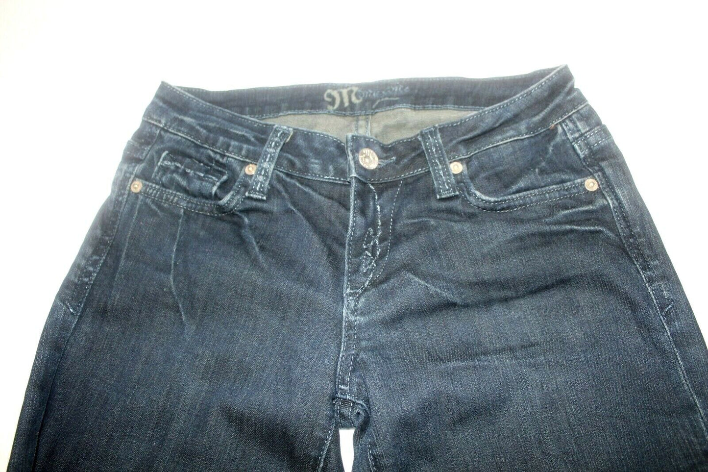 MISS ME Women’s Jeans Lawrence Denim Dark Distressed Wide Flare Leg Sz 26 JP4531
