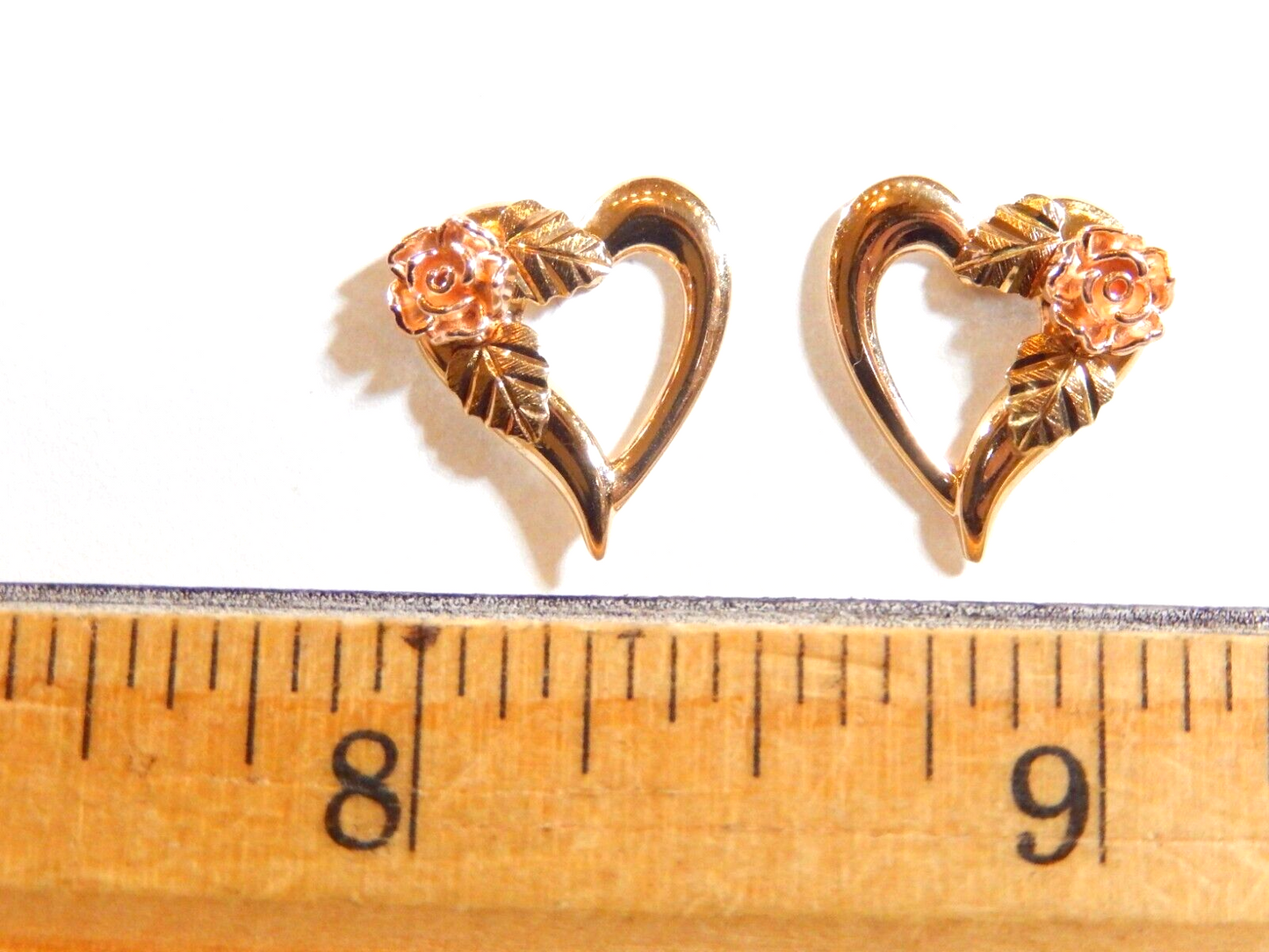 10k Tri-color Black Hills Gold Heart Post Earrings