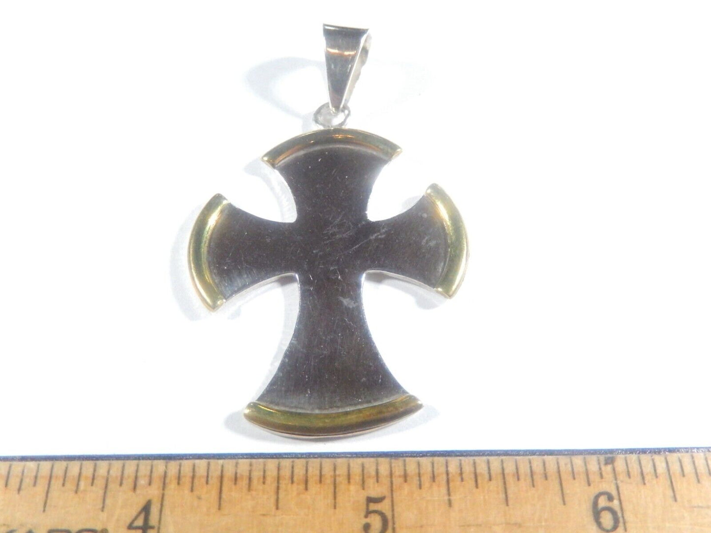 *VINTAGE*   Mexico Taxco TM-219 Artist "OEM" Sterling Silver 925  Cross Pendant