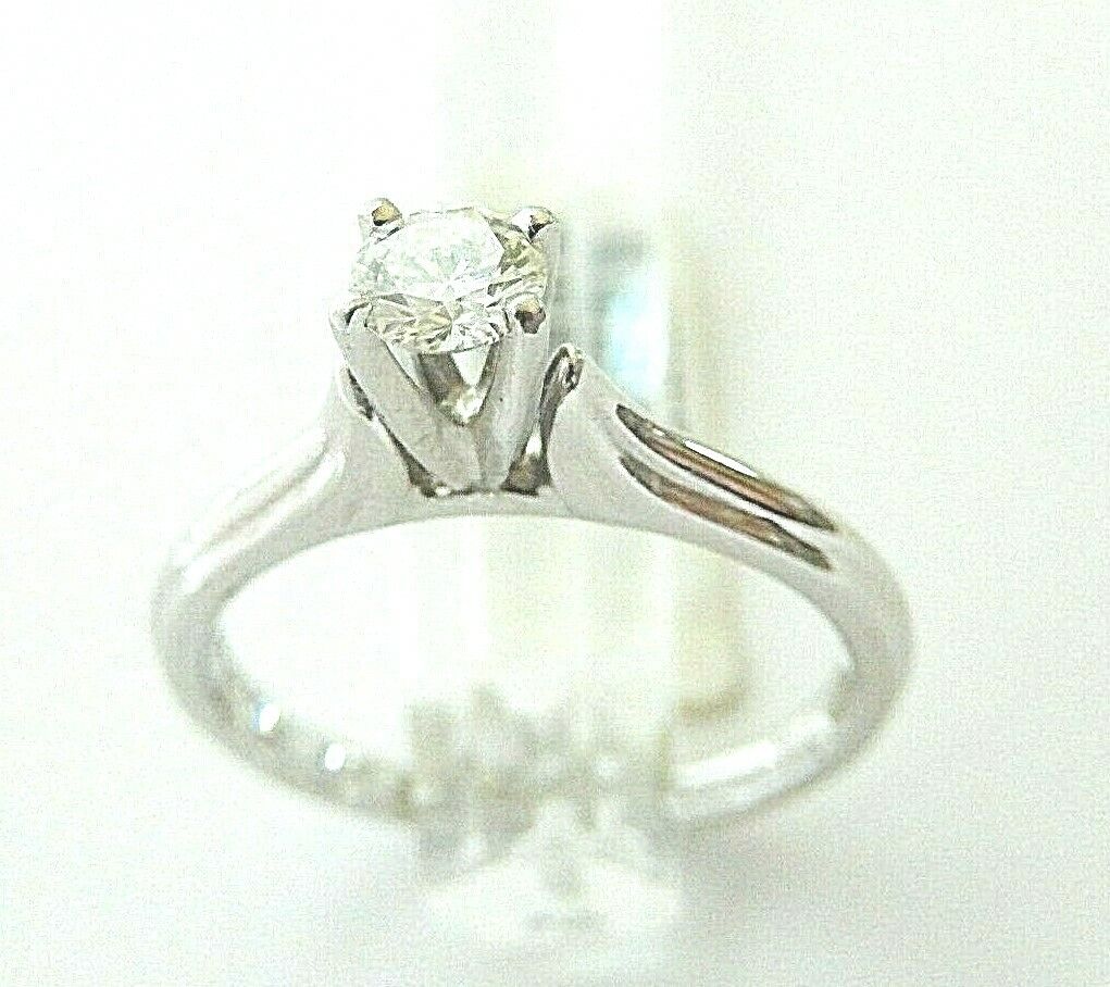 Platinum &18K Natural .26ct VS Diamond Solitaire Engagement Wedding Ring Sz 7.25