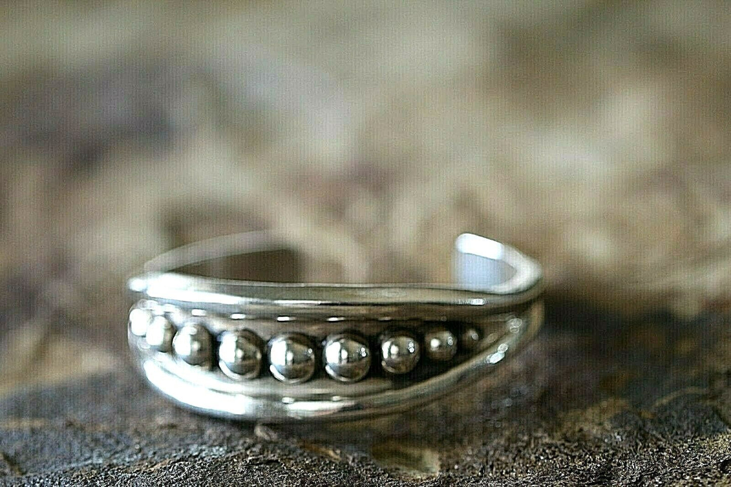*VINTAGE* Sterling Silver 925 Taxco Mexico Beaded Cuff 7" Heavy Bracelet