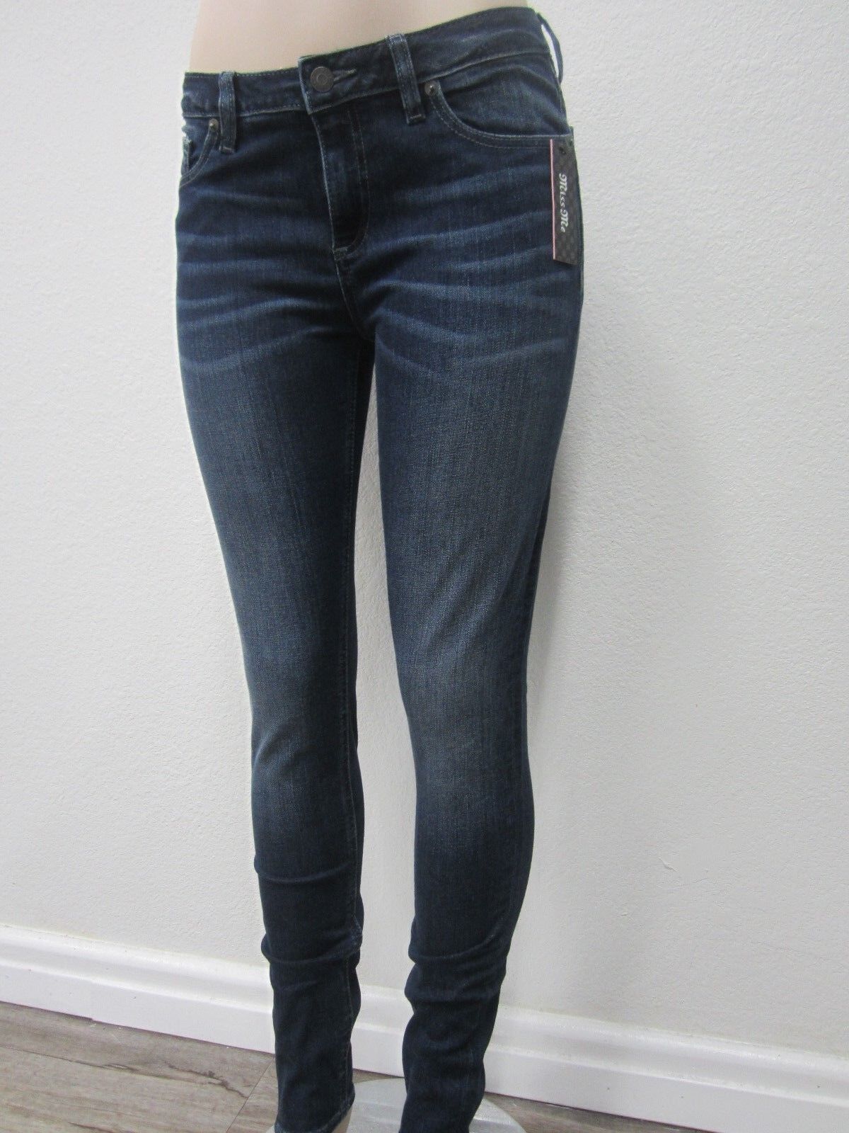 NWT MISS ME Embellished Pockets Skinny Stretch Jeans 27 x 30 Medium Blue M3033S