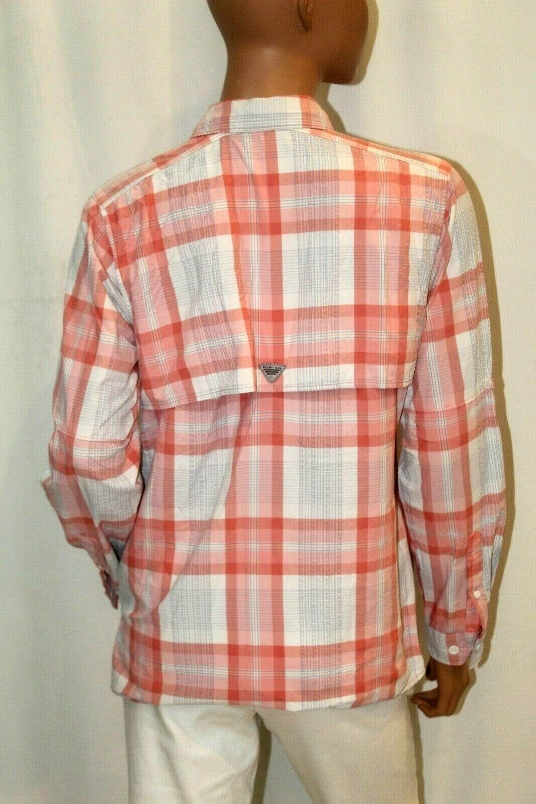 NICE-Columbia Women's PFG Super Bahama Plaid Vented Long Sleeve Shirt Size Small