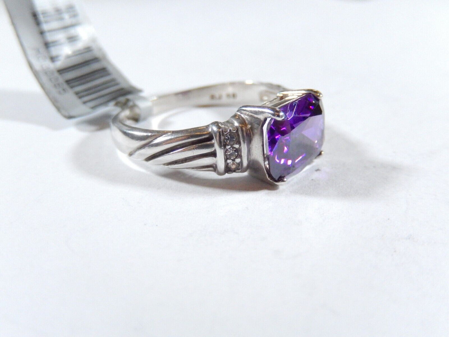 *VINTAGE*  AVON STERLING SILVER 3.00 CT AMETHYST & CZ STONE RING SIZE 9.75