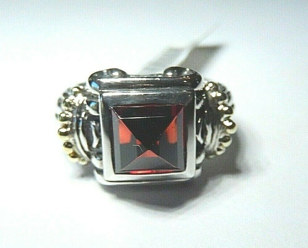 *VINTAGE* 18k Yellow Gold And 925 Sterling Silver 3.00CT Garnet Ring Size 5.25
