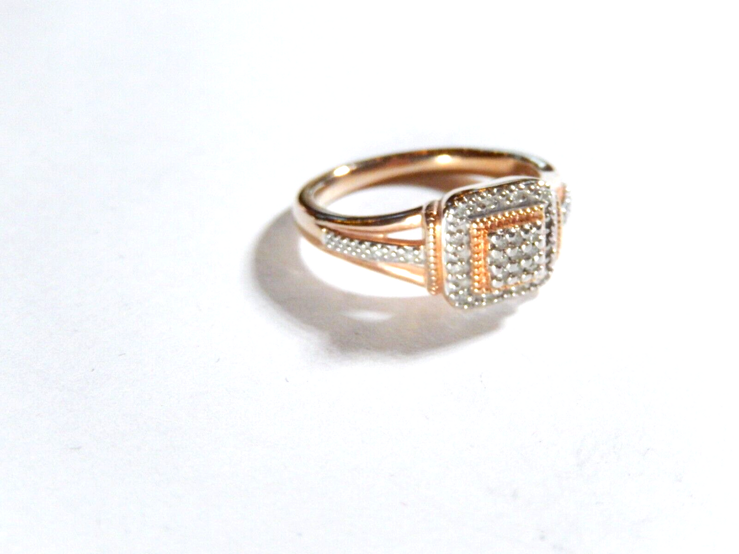 925 Sterling Silver Vermeil Rose Gold 25 Diamond Wedding Ring 7.5