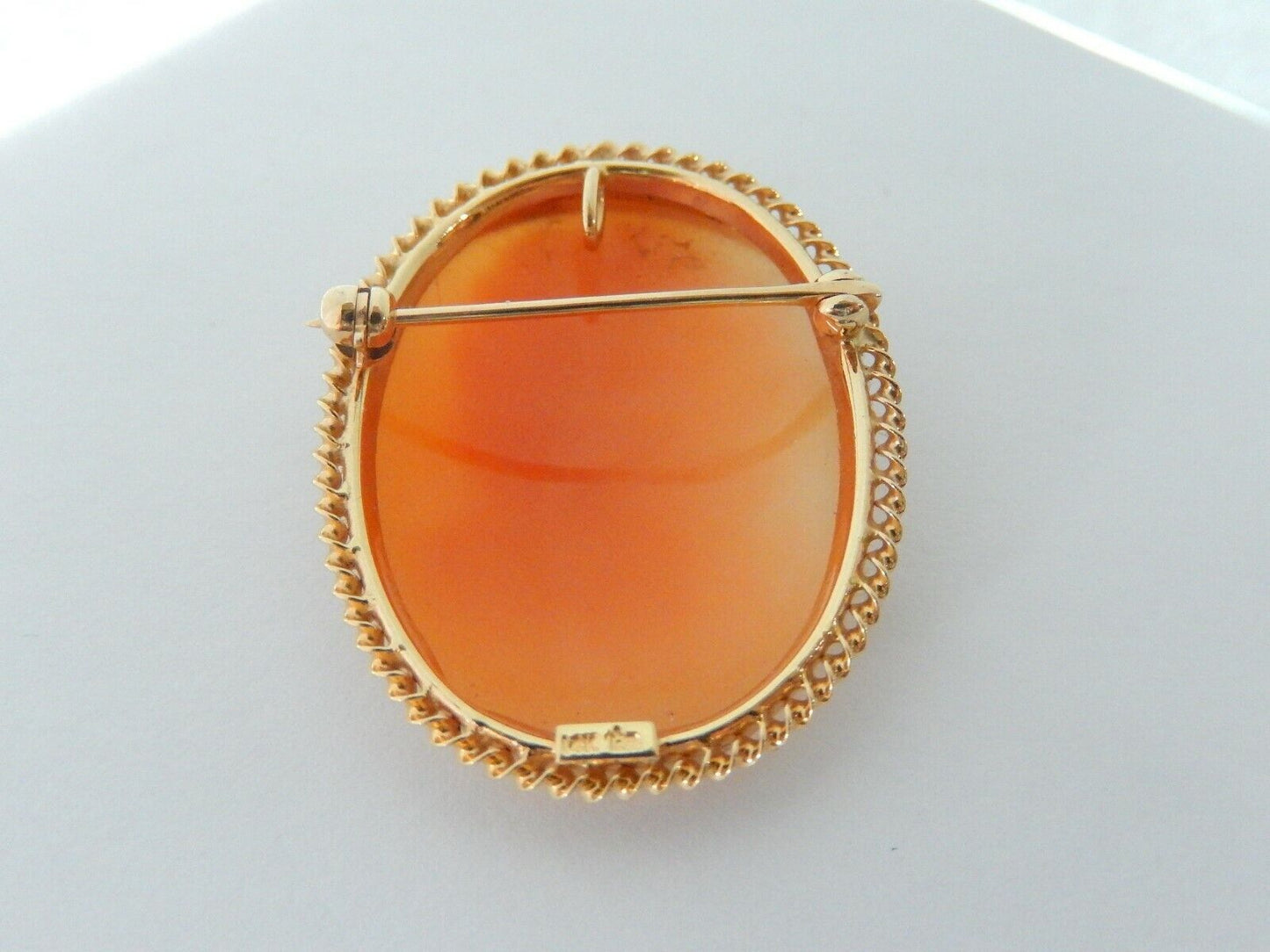 *VINTAGE* ANTIQUE LARGE 14KT YELLOW GOLD 3D LADY CAMEO HANDCRAFTED PIN PENDANT