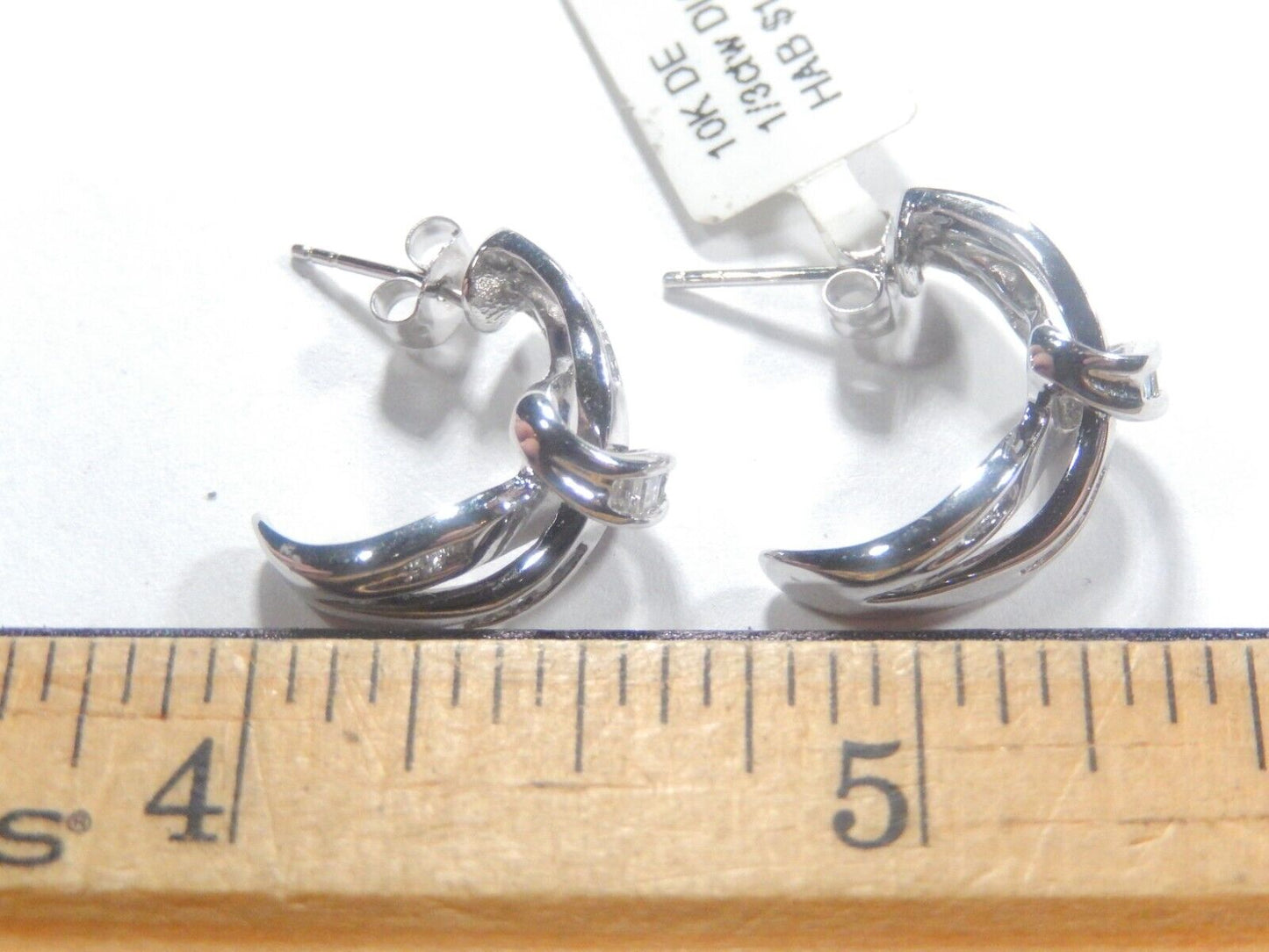 10K White Gold .33CT  Natural Diamond  Cluster Earrings
