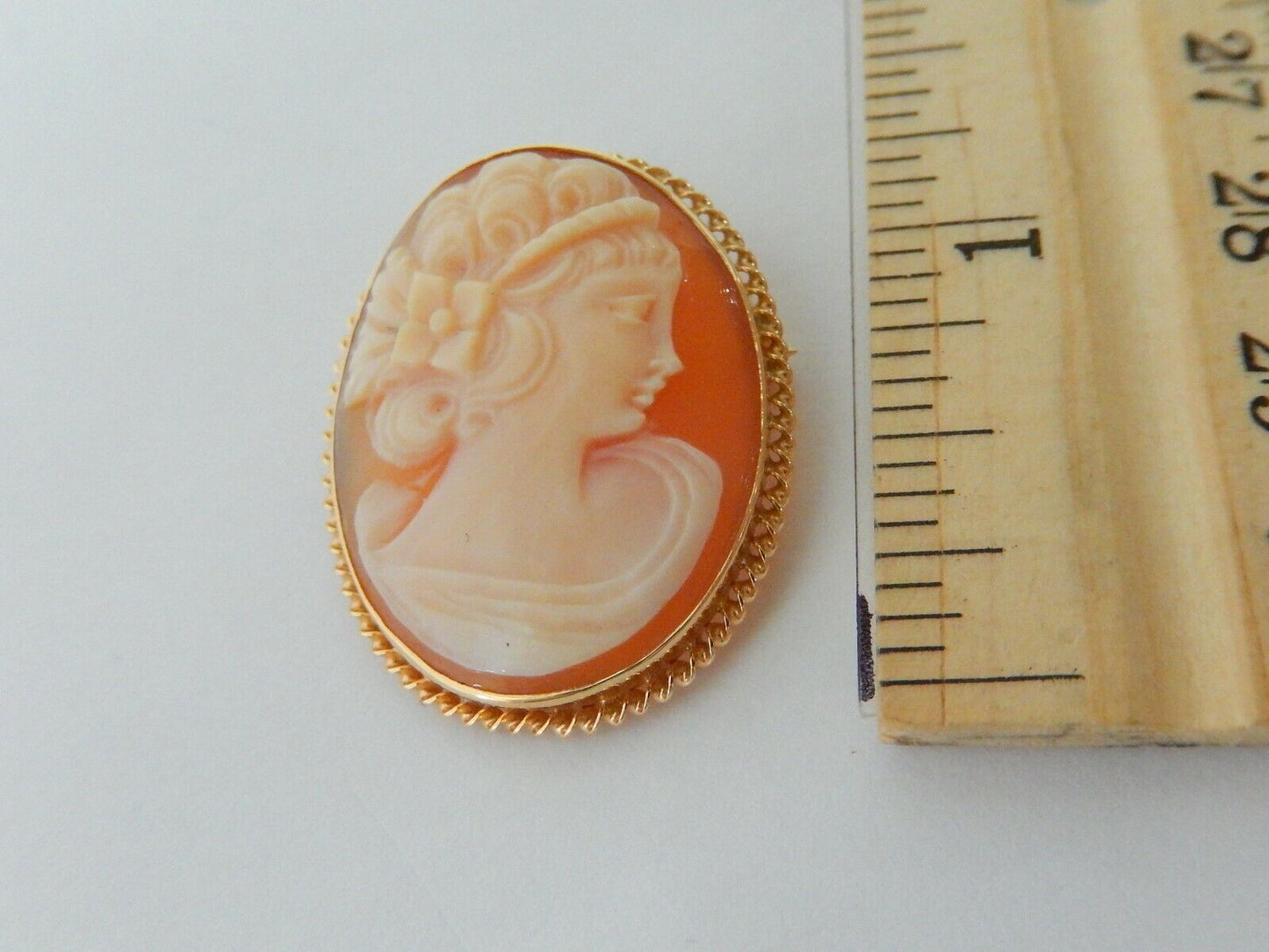 *VINTAGE* ANTIQUE LARGE 14KT YELLOW GOLD 3D LADY CAMEO HANDCRAFTED PIN PENDANT