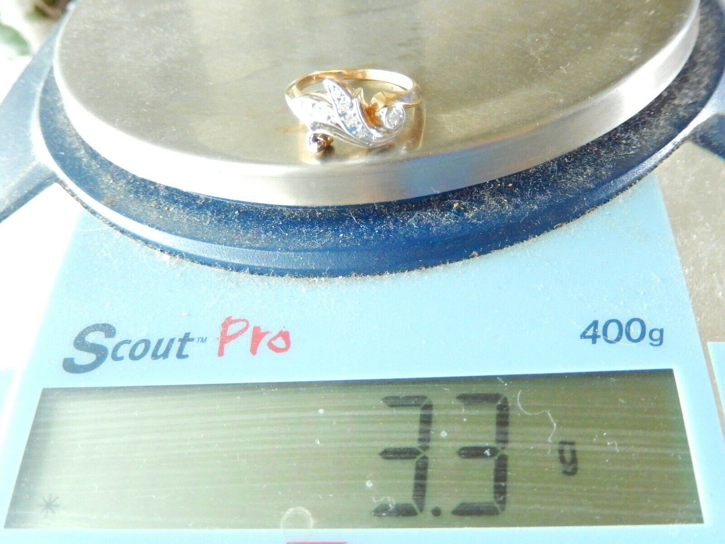 *VINTAGE*  14K Yellow Gold Seven Natural VS Diamond Ring Size 6.5