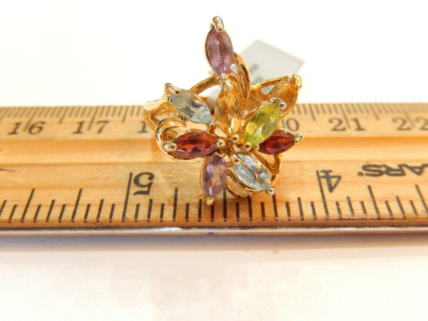 *VINTAGE*  14K Gold Vermeil Sterling Silver Multi Gem Ring - Size 5.25