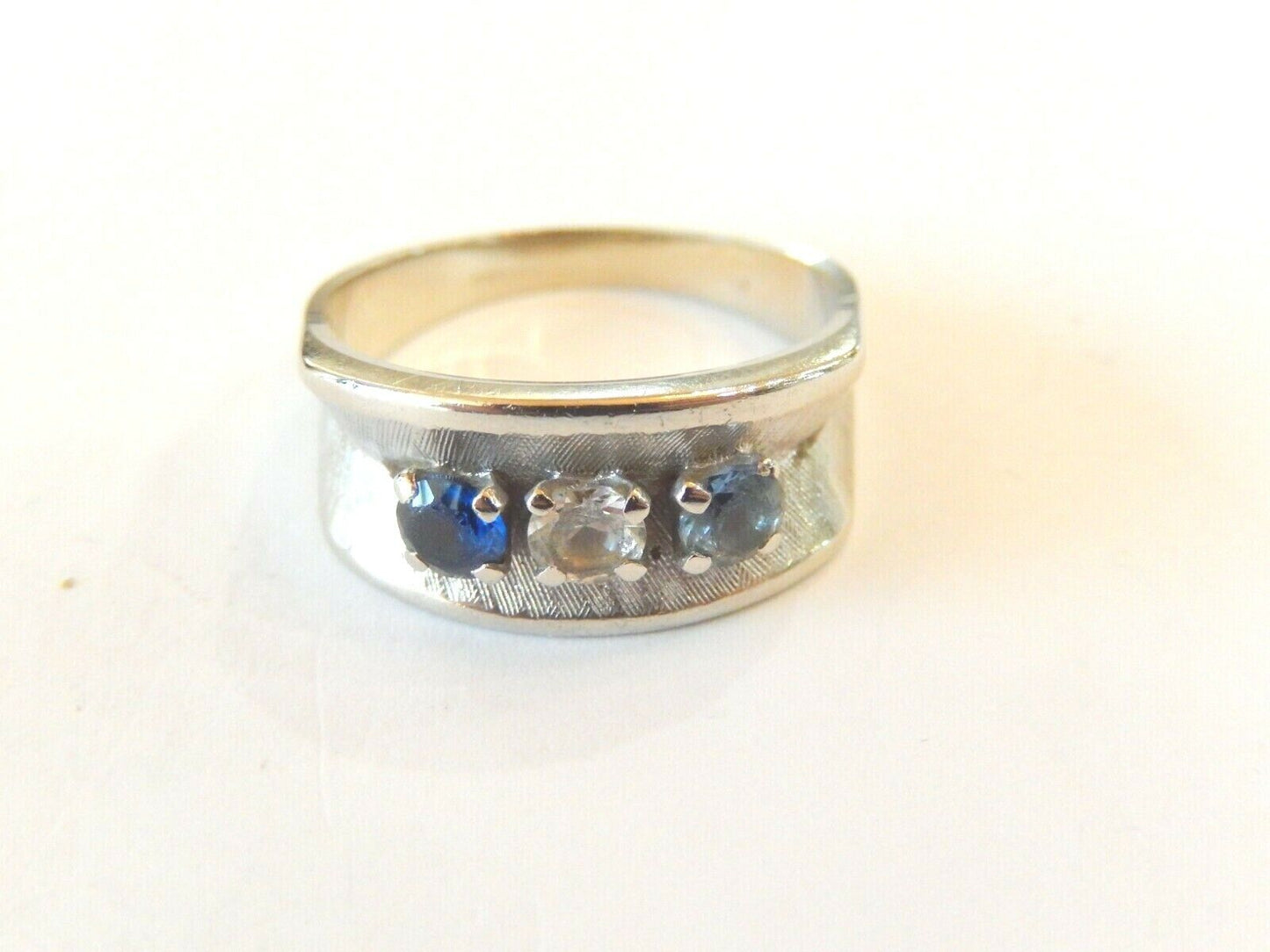 *VINTAGE*  Men’s 14k White Gold Three-Stone Gemstone Ring Size 11