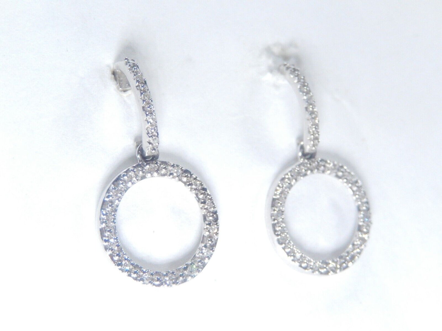 10K White Gold 1/3ct Cluster Diamond Dangle Earrings
