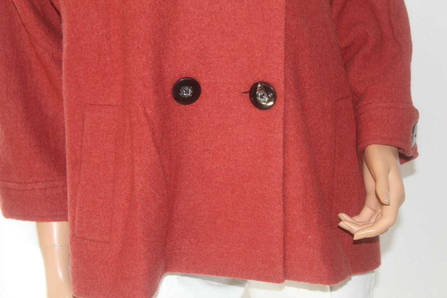 *NWT* $228. Chico's 100% Wool Rust Double Breasted Pea Coat  Blazer Jacket Sz 2