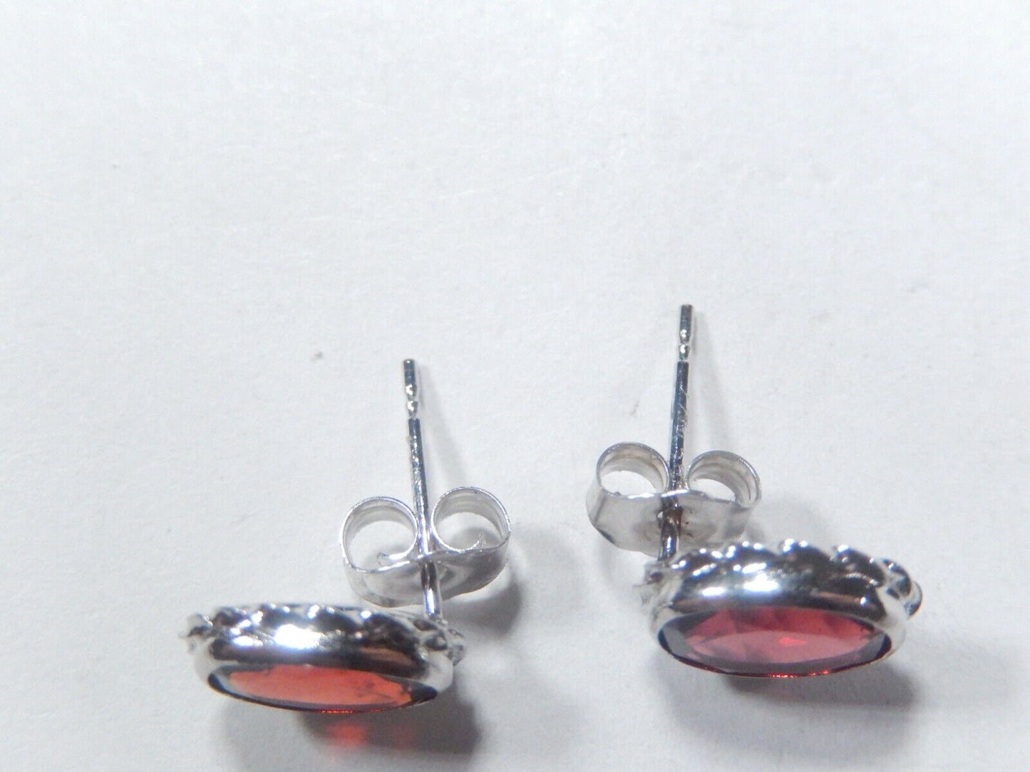 14K White Gold 2.50 CT Oval Garnet Stud Earrings
