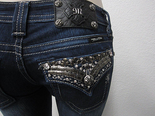 NWOT Miss Me Women's Embellished Pocket Flap Bootcut Jeans JP5489B2 Size 27 x 33