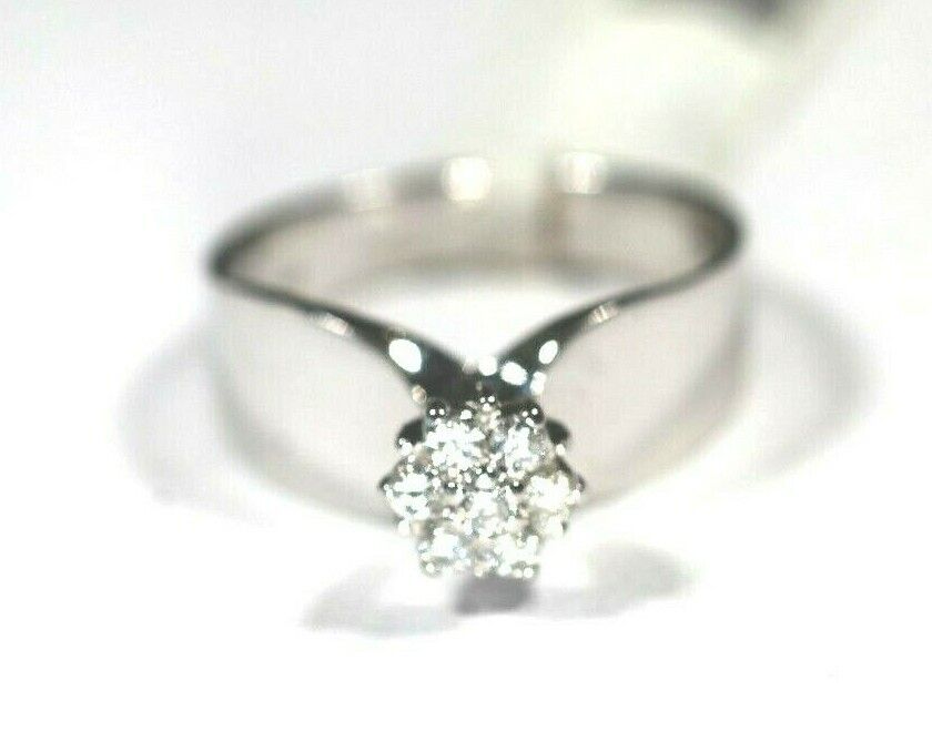 *NWT*  14k White Gold .25CT Round cut Diamond Engagement Ring Wedding Band Sz 7