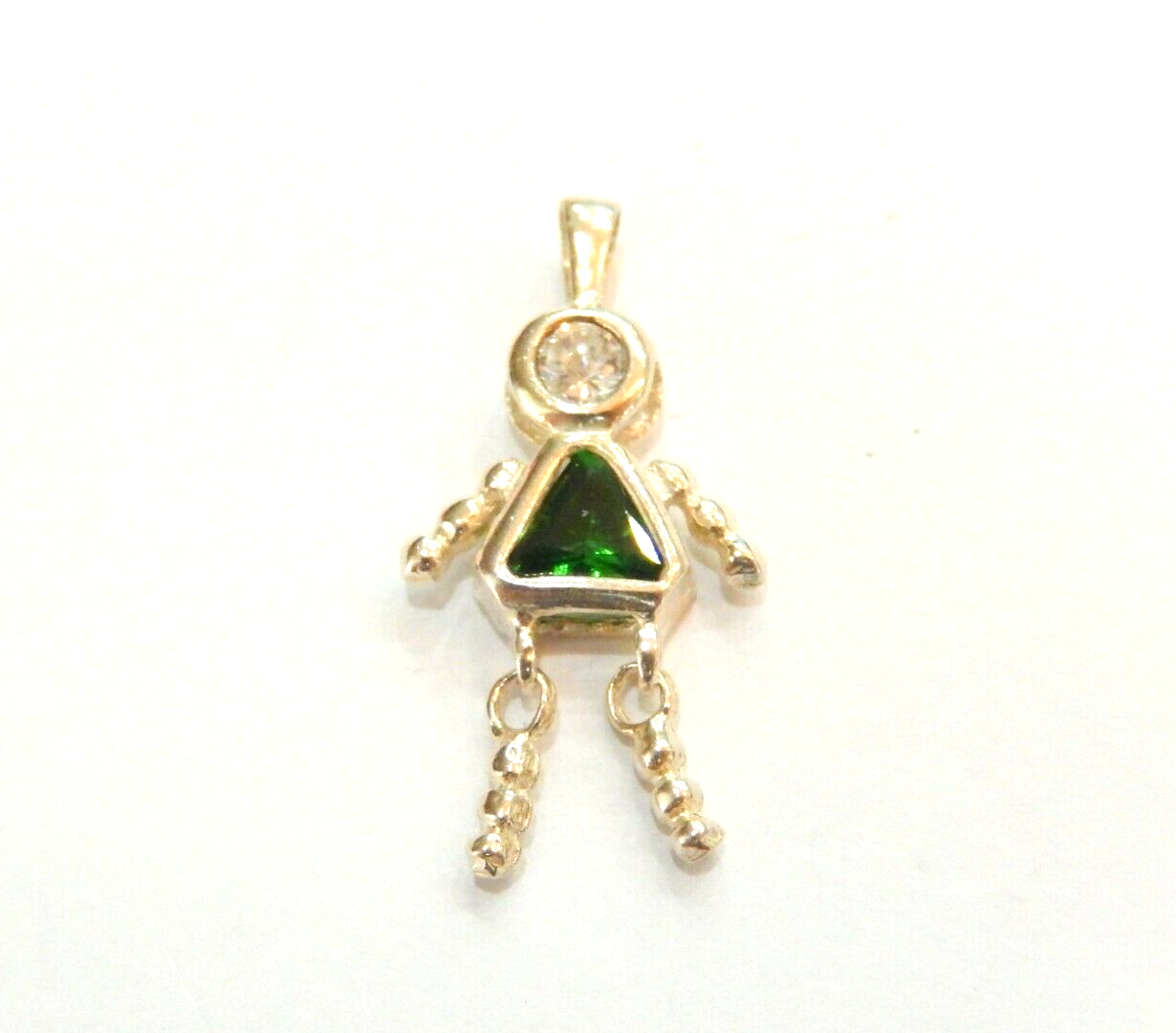 Emerald May  Sterling Silver Birthstone Baby Girl Pendant / Charm