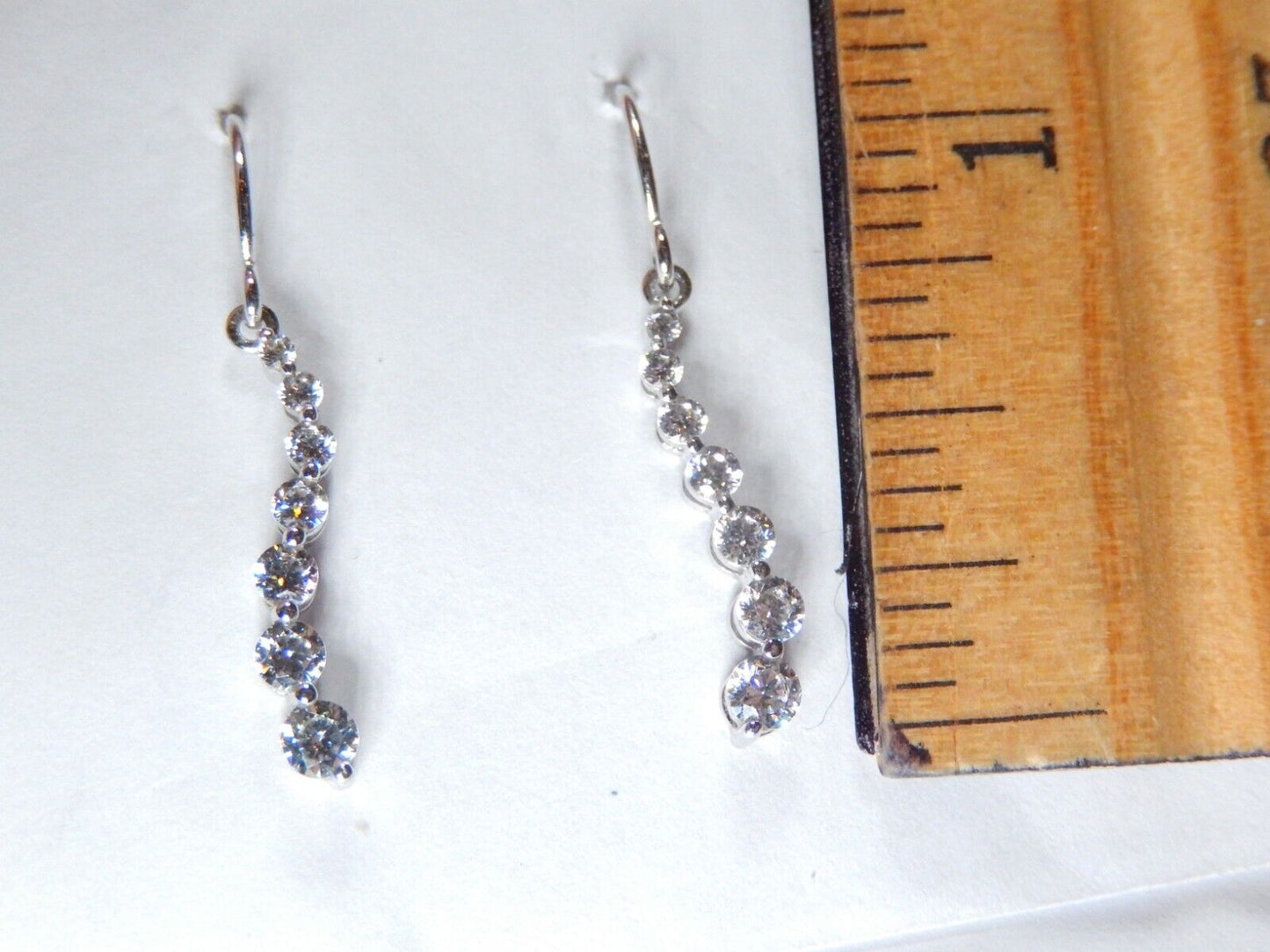 NEW - Solid Sterling Silver  Cubic Zirconia CZ Journey Earrings 1.25" Tall