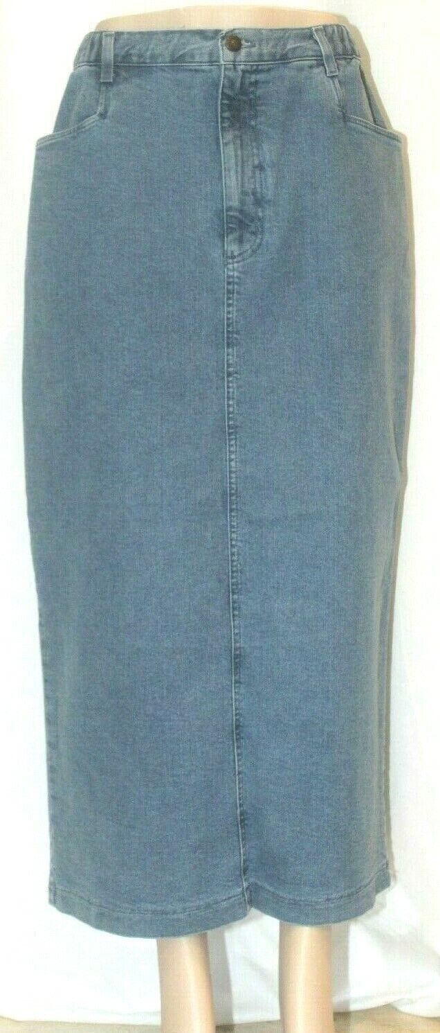 Denim & Co Jeans Womens Blue Denim Maxi Skirt Long Modest Elastic Waist Sz 12