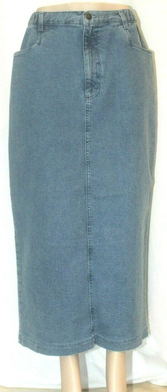 Denim & Co Jeans Womens Blue Denim Maxi Skirt Long Modest Elastic Waist Sz 12