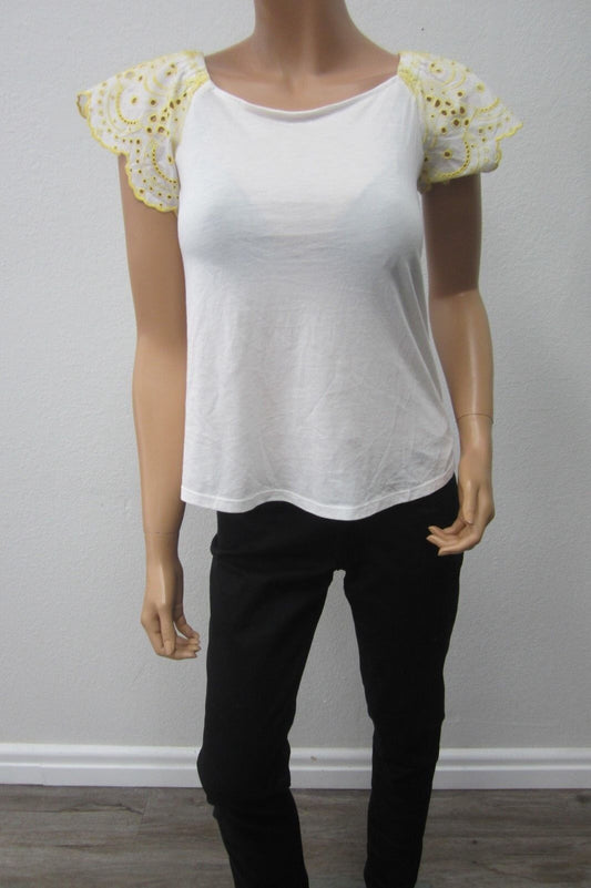 *NWT*  Ann Taylor Loft Petites CUTE Embroidered Perforated Cutout Top Sz XXS/P